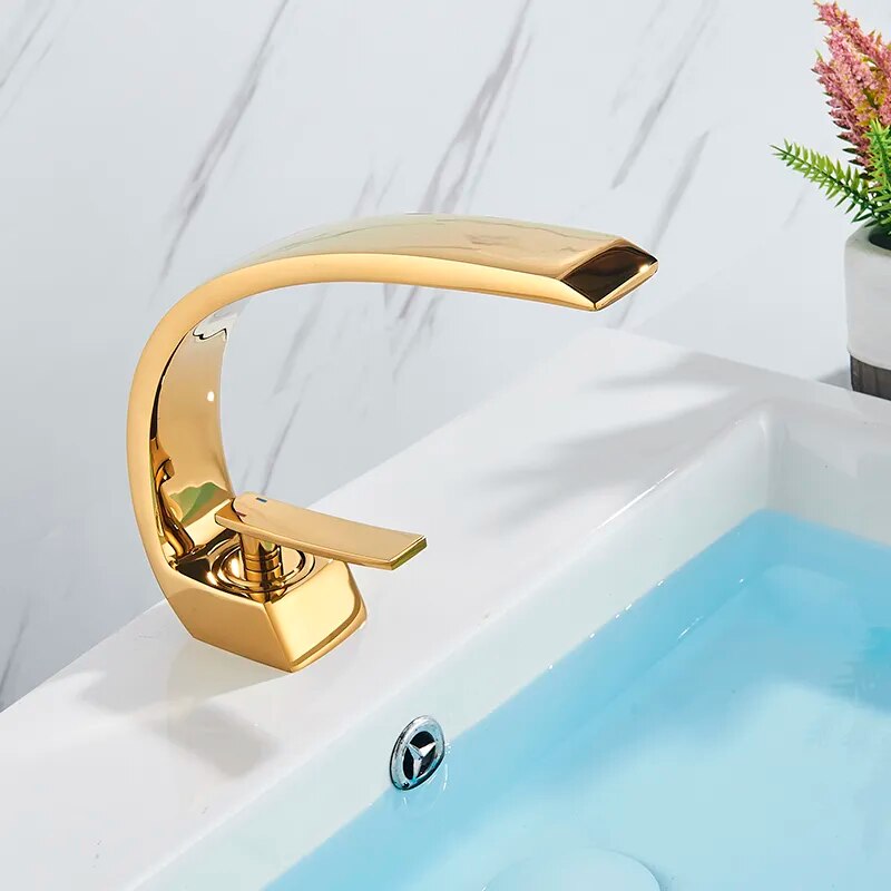 RegalGold Single Handle Deck Mount Bathroom Faucet