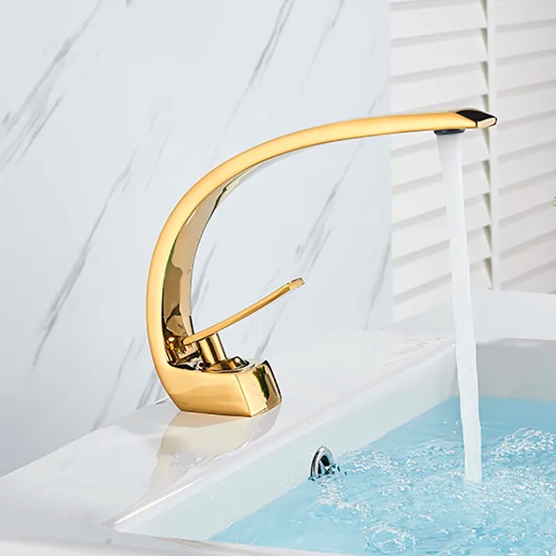 RegalGold Single Handle Deck Mount Bathroom Faucet