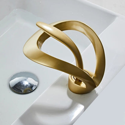 Golden Cascade Matte Bathroom Basin Faucet