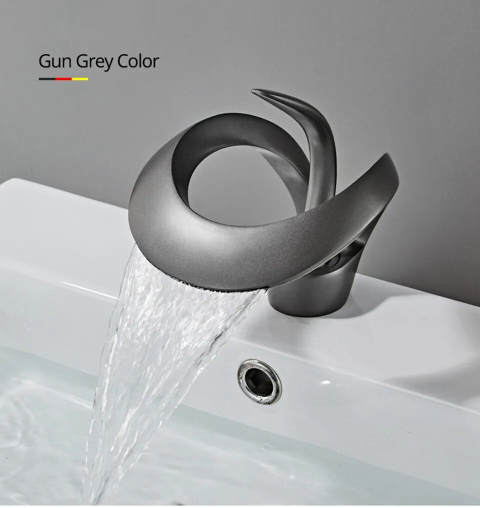 Golden Cascade Matte Bathroom Basin Faucet